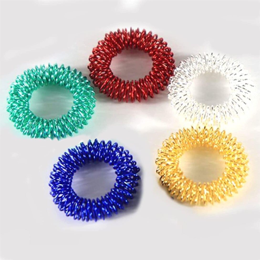5Pcs Multicolor Finger Massage Rings Prickly Sensory Acupressure Ring, Color Professional Processed，Manual Massage Balls，Exercise One'S Fingers Health Care Products Health and Household,Massage Tools