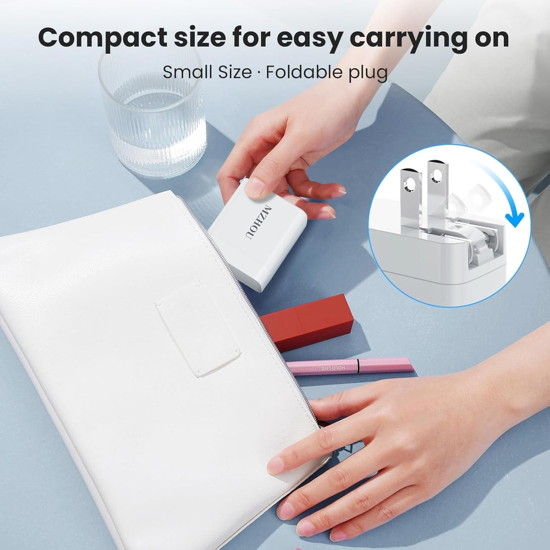 65W Power Adapter US Plug, 3-Port USB C and USB a Charger with PD/QC 3.0, Compact Gan Technology for Travel, Office, Home, Travel Friendly and Thermal Protection