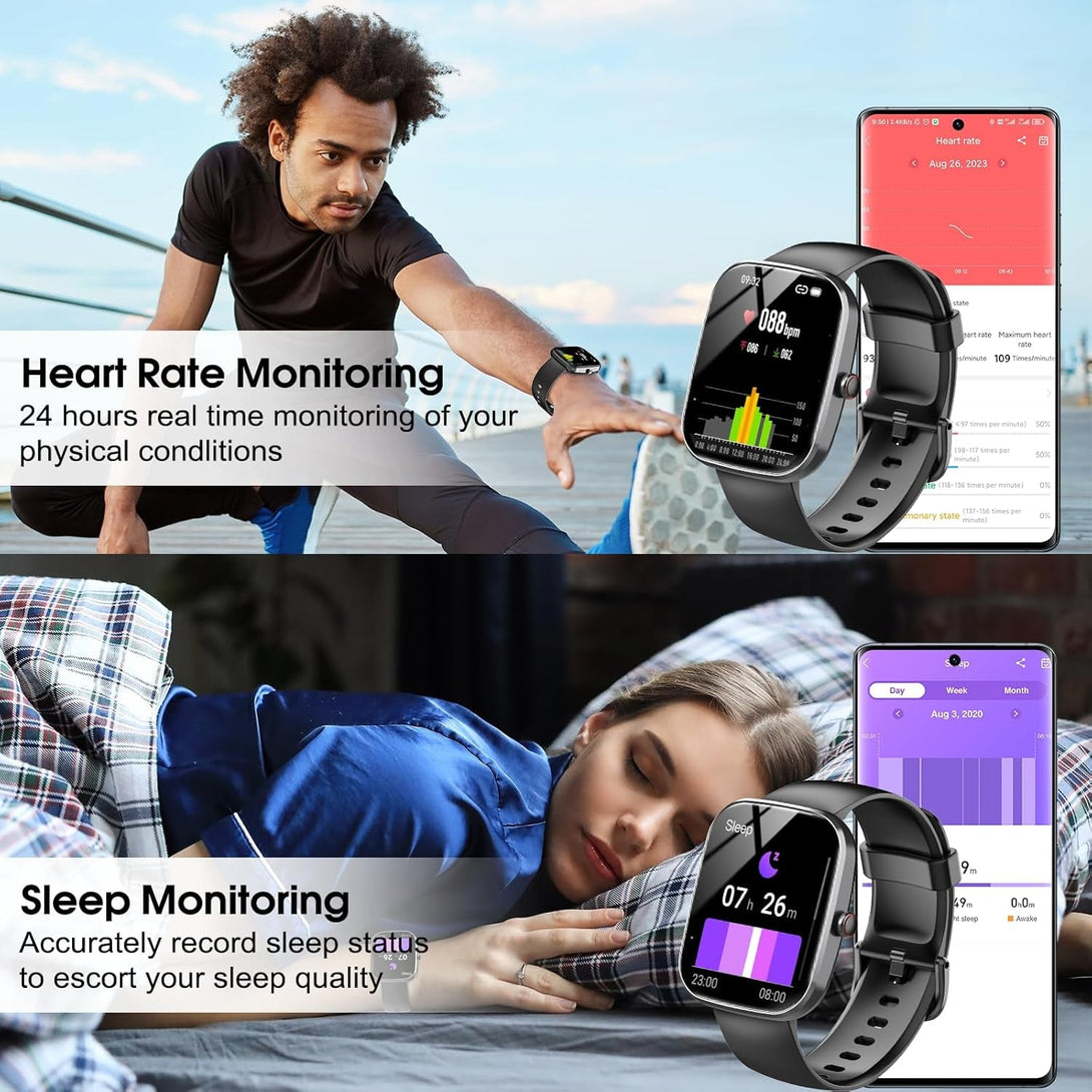 Smart Watch, 1.91" HD Screen Smartwatch for Men Women(Answer/Make Call), Fitness Watch with Heart Rate/Sleep Monitor/Steps Monitor, 110+ Sports Modes, IP68 Waterproof Activity Trackers, Black