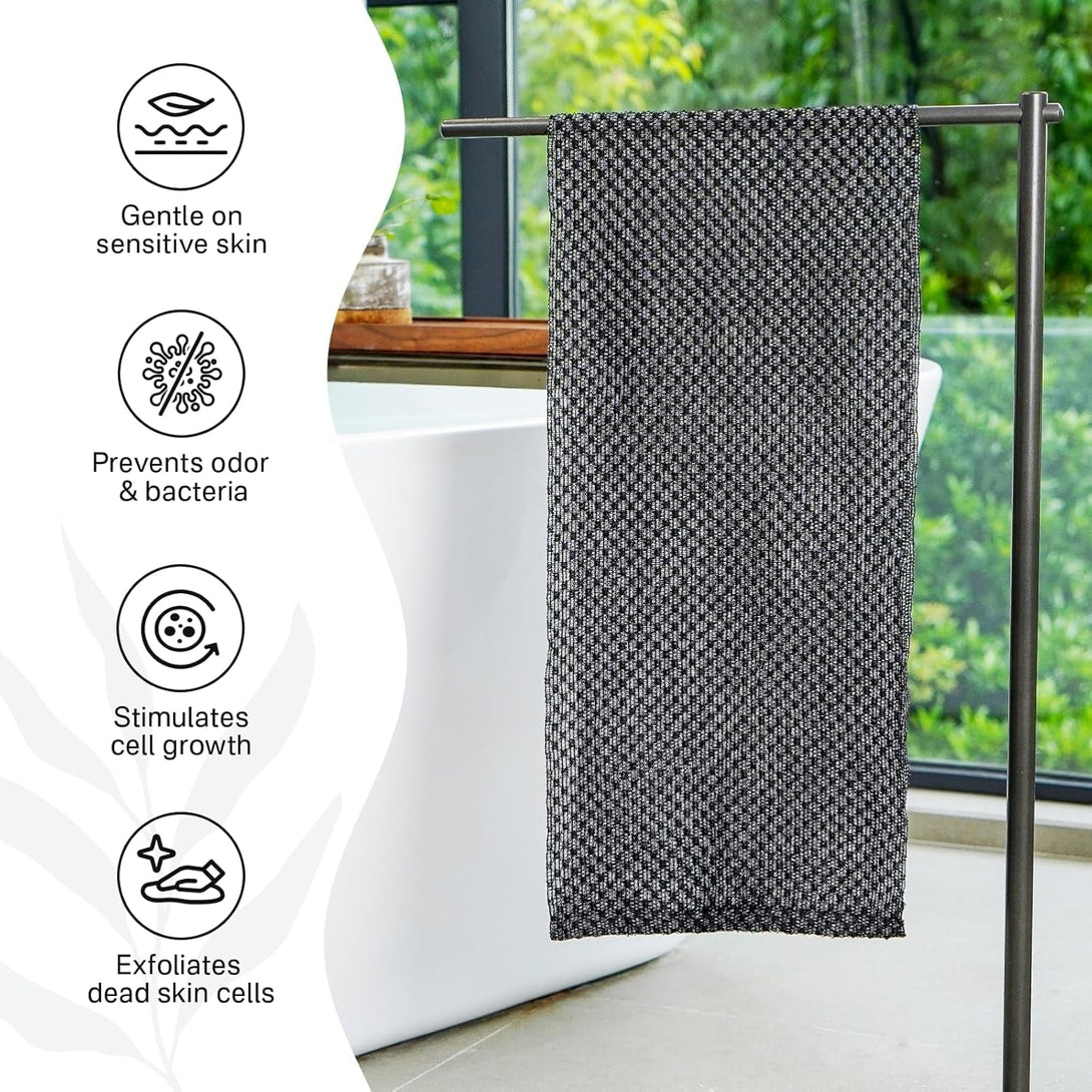 Yiclick 1PC Exfoliating Body Scrubber, Back Scrubber for Shower Bath, Japanese Scrub Wash Cloth, Exfoliating Washcloth Towel for Men Women, Body Exfoliator Loofah Luffa Sponge Net Rag Back Washer