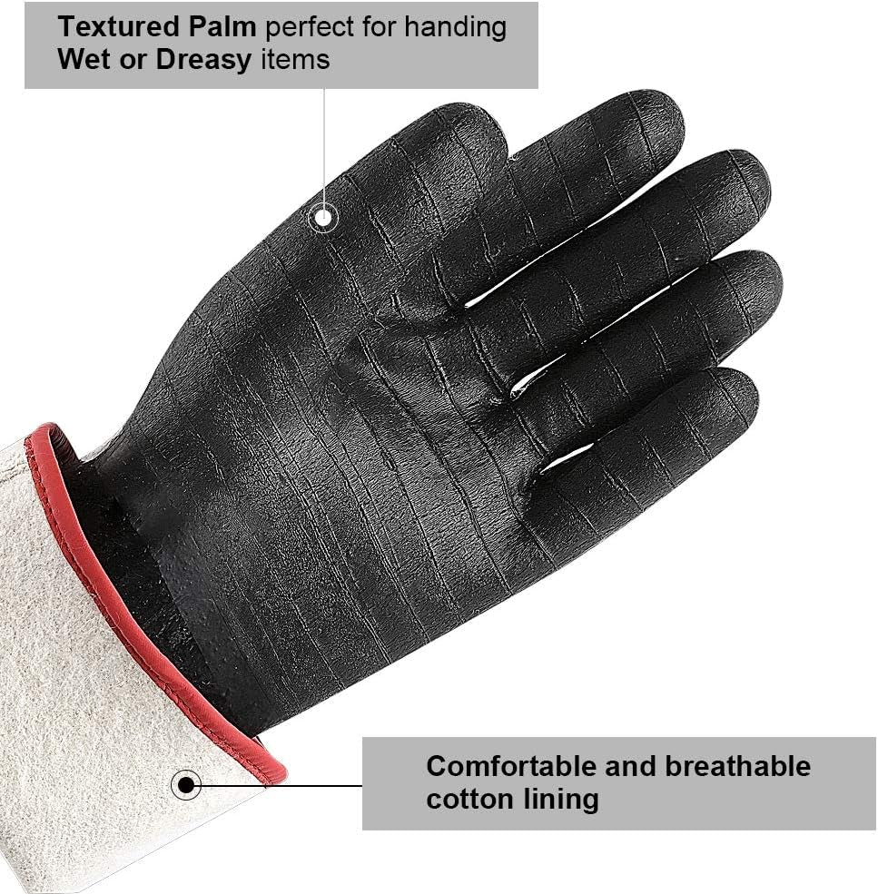 932°F Extreme Heat Resistant Gloves for Grill Bbq,Aillary Waterproof Long Sleeve Pit Grill Gloves for Fryer, Baking, Oven,Smoker,Fireproof, Oil Resistant Neoprene Coating（14-Inch ）