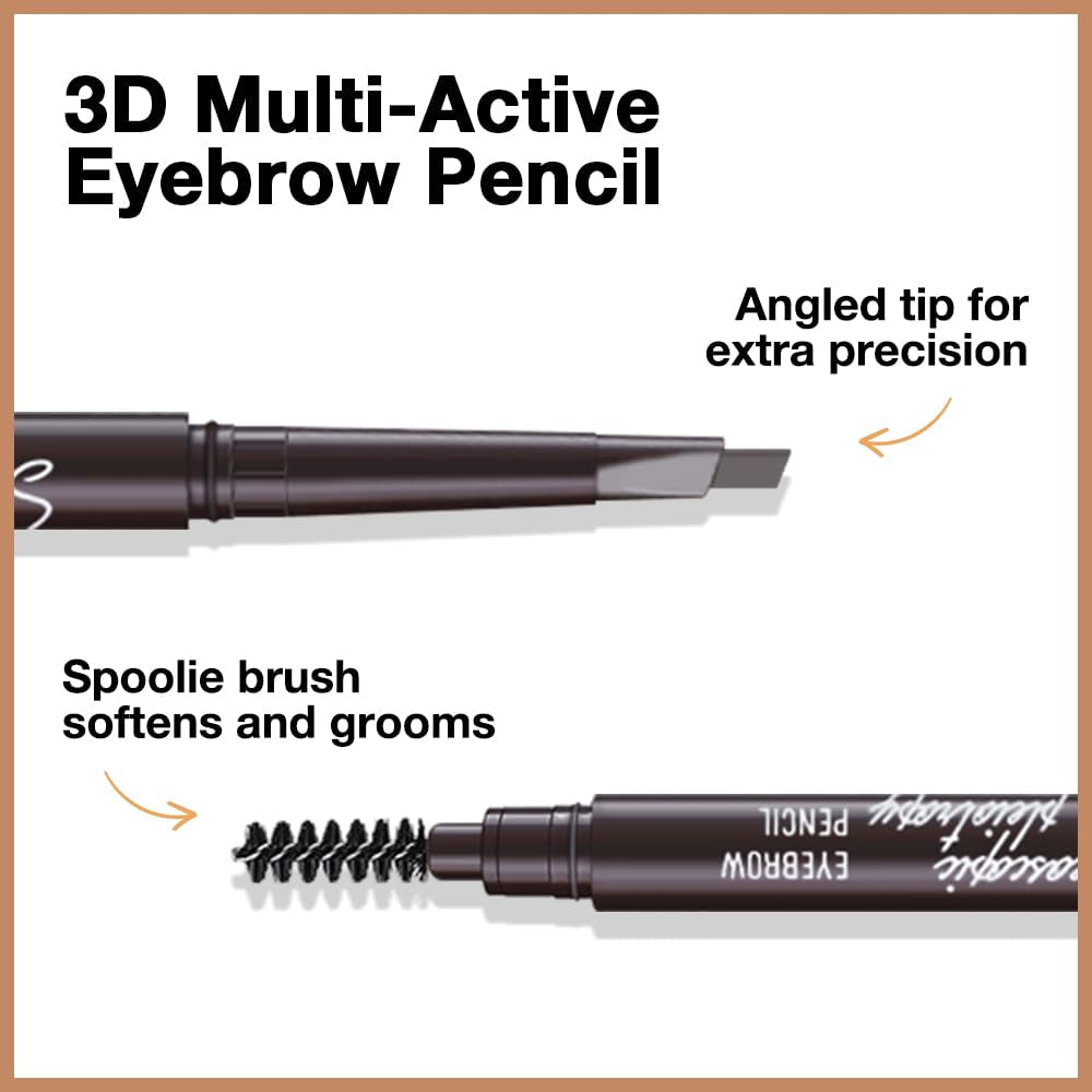 4 Pcs Ultimate Eyebrow Retractable Definer Pencils,Dual-Sided Natural Soft Textured Eyebrow Pencil, for Daily Look Eyebrow Makeup,Brow Brush,Fine Tip Lapiz De Cejas-Medium Brown