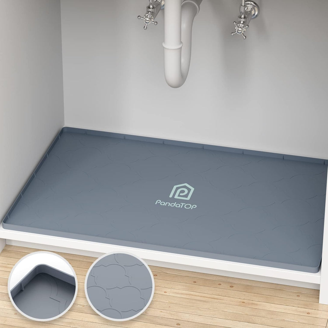 Under Sink Mat, 34" X 22" Silicone Kitchen Cabinet Tray, Waterproof & Flexible under Sink Liner for Kitchen Bathroom and Laundry Room