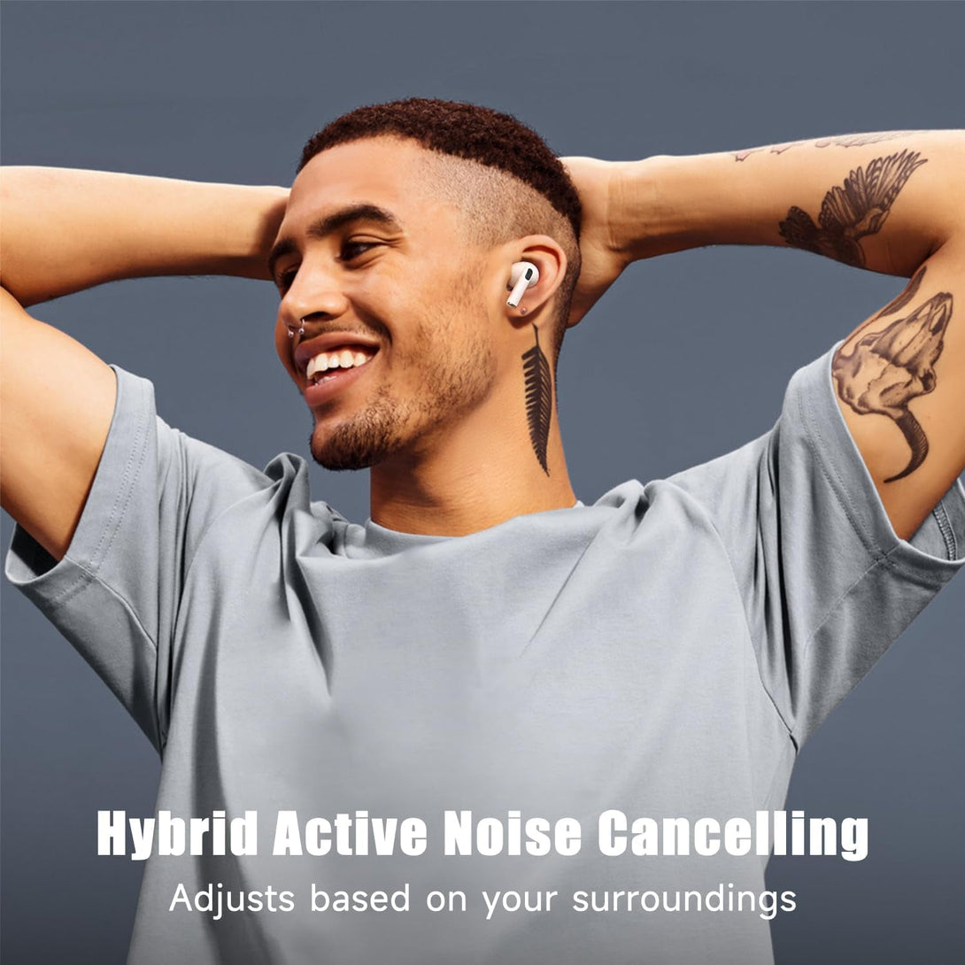 Wireless Bluetooth Ear Buds Noise Cancelling Smart Earbuds with Touch Screen Mic Deep Bass Stereo in Ear Headphones for Android Phones Working Out Gaming