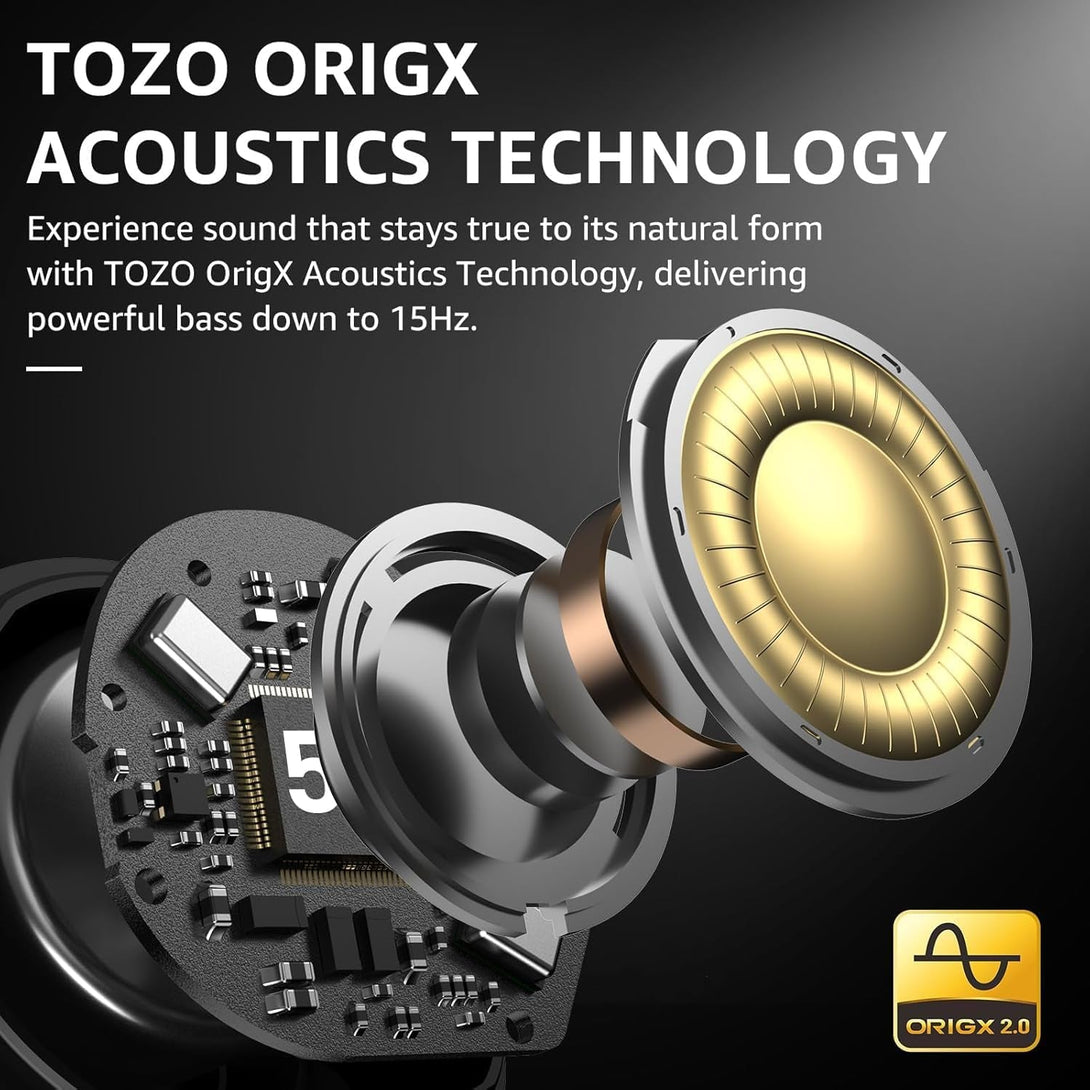 TOZO Hybrid Active Noise Cancelling Wireless Earbuds, 6 Mics ENC Clear Call, IPX8 Waterproof, in Ear Bluetooth 5.3 Headphones Stereo Bass Ear Buds 59H Playtime with LED Display 32 Eqs via APP