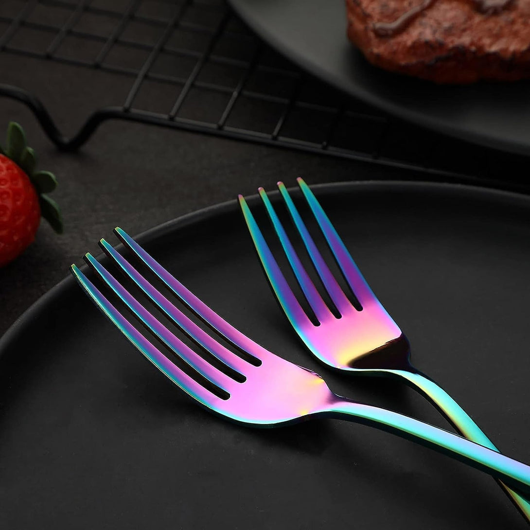 VANDBAO Rainbow Flatware Cutlery Silverware Set 20 Pieces, Stainless Steel Colorful Utensils, Tableware Set Service for 4, Include Knife/Fork/Spoon, Reusable, Mirror Polished, Dishwasher Safe