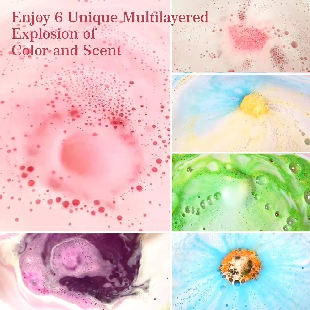 Aofmee Bath Bombs, 6Pcs Bubble Bath Bomb for Girls, Handmade Fizzies Bathbombs for Women, Natural Organic Kids Spa Kit, Non Toxic Bath Kit for Teens, Gift Set for Birthday Christmas Easter