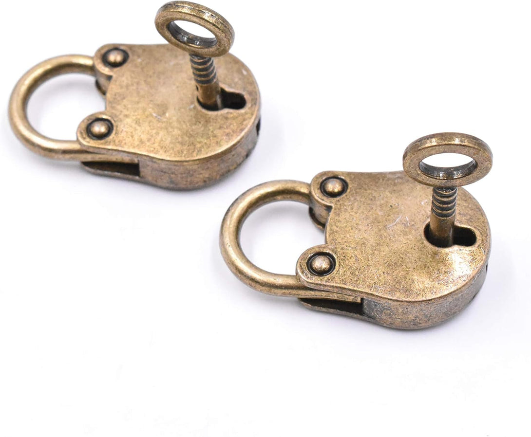 2Pcs Old Vintage Antique Style Mini Archaize Padlocks Key Lock with Key