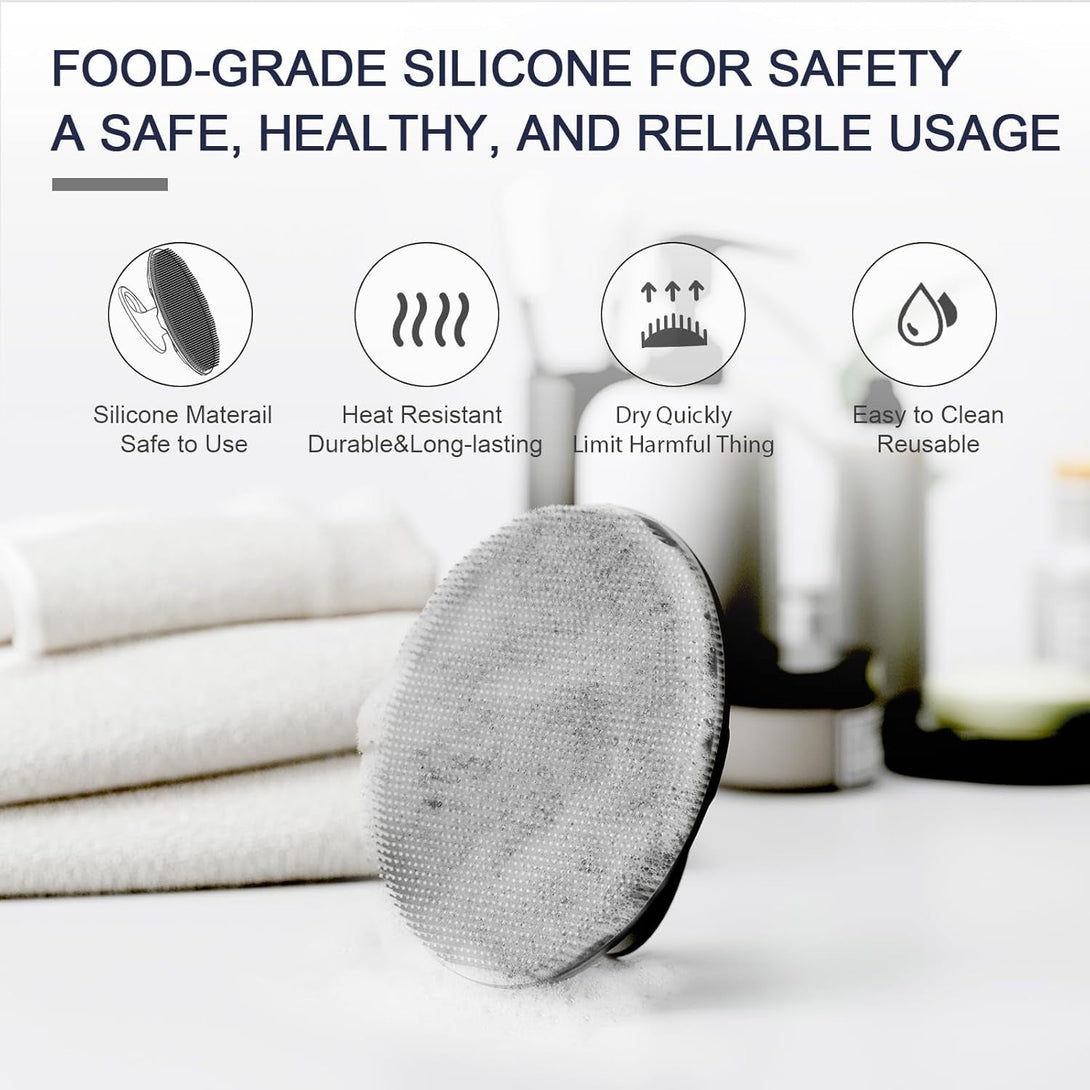 1 Pack Silicone Body Scrubber BEAUTAIL Bath Shower Brush and 1 Pack BEAUTAIL Silicone Scalp Massager Shampoo Brush, Black