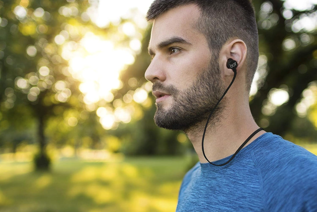 Ijoy Bluetooth Wireless Sport Earbuds IPX4 Sweatproof Sport Headphones with Microphone, Noise Cancelling Earphones, Noise Cancelling Headset for Workout, Running, Gym