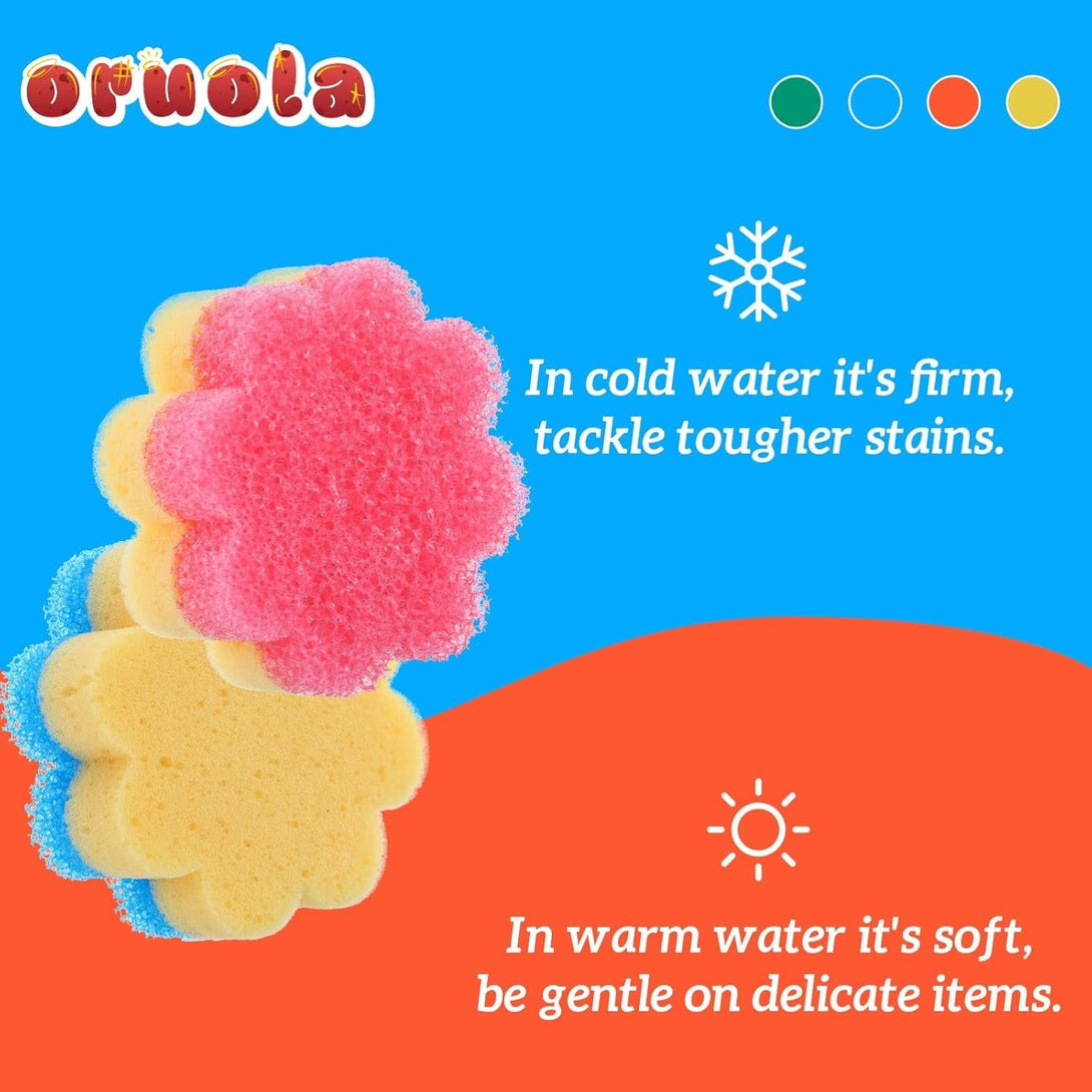 3Pcs Dish Soap Sponge, Dish Washing Sponge,Dual-Sided Temperature Scrubby Sponges,Flower Dual-Sided Sponge for Dish, Bathroom, Kitchen, Washing & Plus,Multipurpose