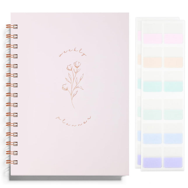 Undated Weekly and Monthly Planner Spiral Bound- Weekly Goals Notebook, To Do List, Habit Tracker Journal, Academic, Aes