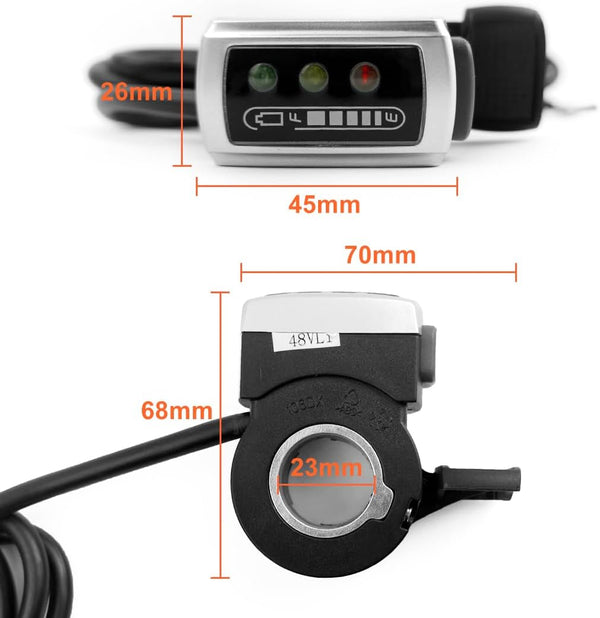 L-Faster Thumb Throttle for 24V/36V / 48V Bike with Power Indicator Wuxing Brand 106Dxc Scooter Accelerator Vehicle Speed Controller