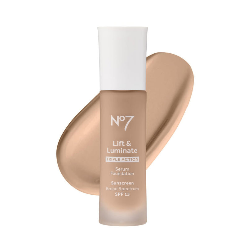 No7 Lift & Luminate Triple Action Serum Foundation - Liquid Makeup with SPF 15 for a Dewy, Glowy Base - Radiant Formula for Mature Skin - Cool