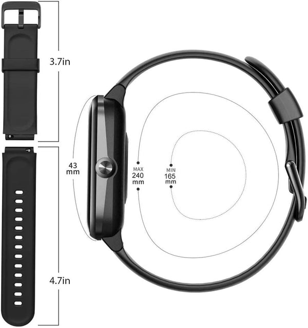 ZURURU Soft Silicone Smart Watch Replacement Bands Straps 19Mm for Veryfitpro ID205L Fitness Watch Black