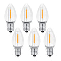 NETEHA 6 Pack C7 Clear Led Replacement Christmas Light Bulb, C7 E12 Base 120V Waterproof Led Bulbs for Christmas Outdoor String Lights, Halloween
