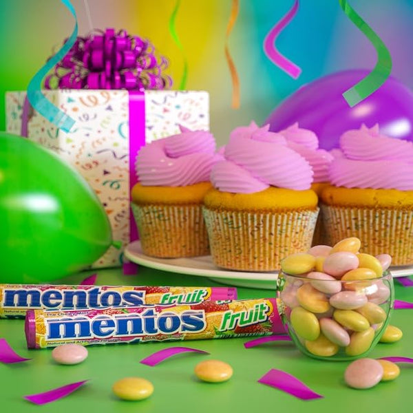 Mentos Candy, Mint Chewy Candy Roll, Fruit, Non-Melting, Holiday, Party, Concessions, Office, 14 Pieces (Bulk Pack of 15) - Packaging May Vary