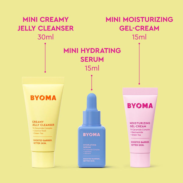 BYOMA so Hydrating Set - Barrier Repair Skincare Set - Creamy Jelly Cleanser, Hydrating Face Serum & Ceramide Face Moisturizer for Dry Skin - anti