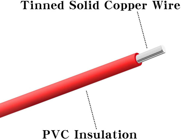 BNTECHGO 22 Gauge PVC 1007 Solid Electric Wire Red and Black Each 100 Ft 22 AWG 1007 Hook up Tinned Copper Wire