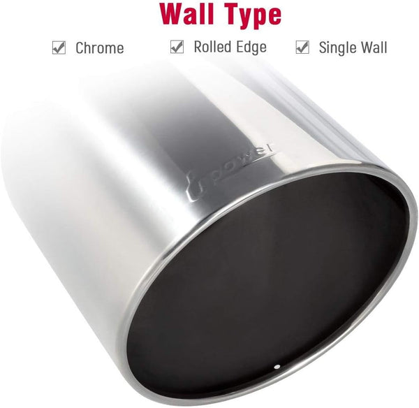 Upower 4" to 10" Exhaust Tip Mirror Polished 4 Inch Inlet 10 Inch Outlet Exhaust Tailpipe 18" Length Bolt-On 45 Degree Angle Cut Tail Pipe
