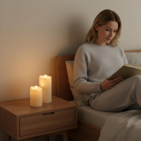 ANGELLOONG Battery Operated Candles with Remote, Real Wax Flickering Flameless Candles with Timer, Set of 3 Electric LED Candles for Valentines