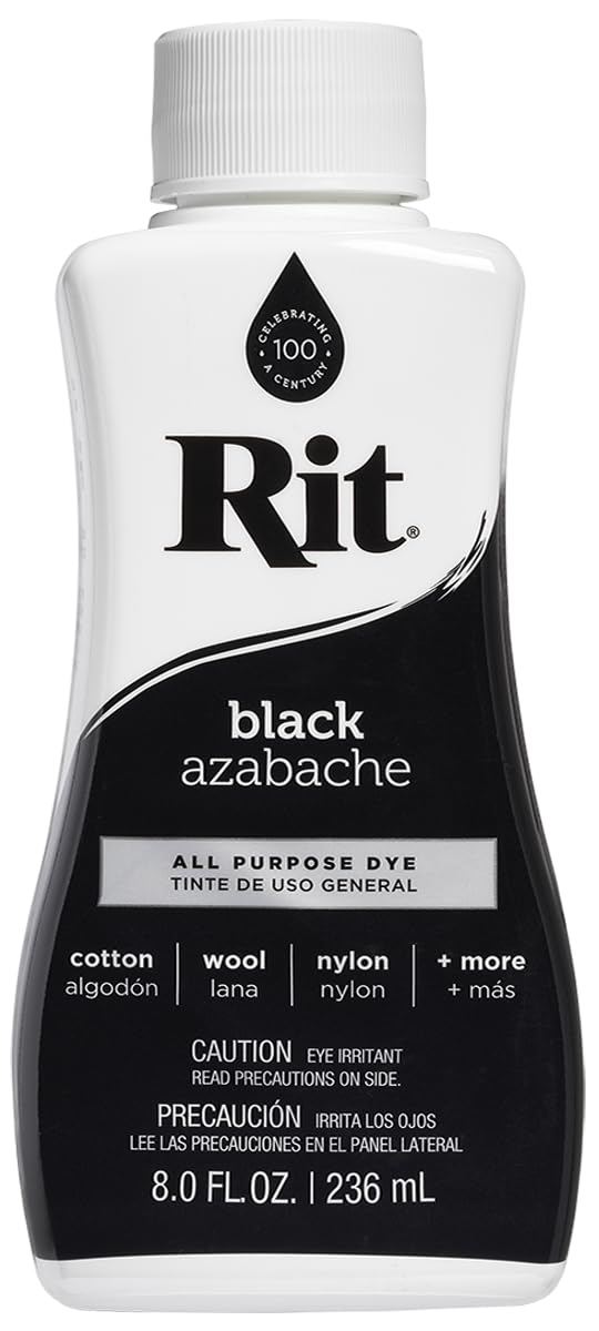 Rit Dye 88150 All Purpose Liquid Dye, Black, 8 Fl Oz (Pack of 1)