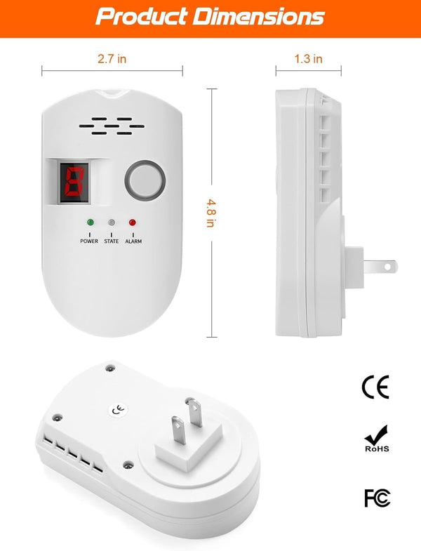 Natural Gas Leak Detector, Plug-In Propane Natural Gas Detector for Home Kitchen RV, Combustible & Explosive Gas Alarm for LPG, LNG, Methane