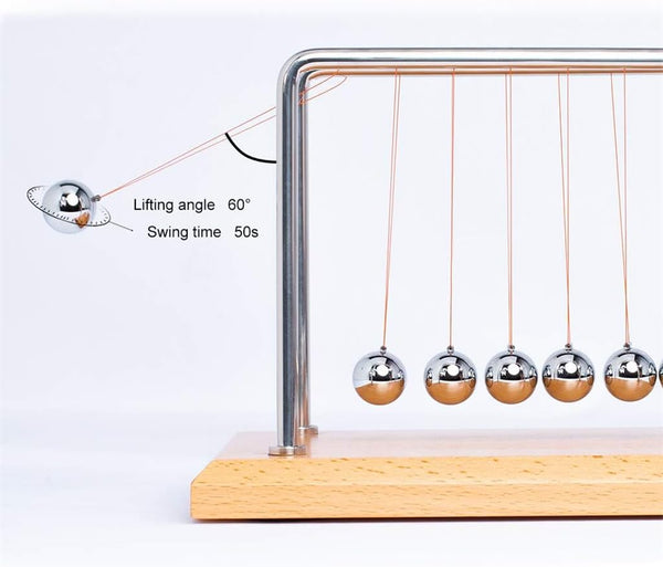 CERROPI Large Newtons Cradle Pendulum with 7 Balls, Physics Perpetual Motion Desk Toys for Office, Calm down Fidgets, 50+ Sec Swingtime (Beech Base)