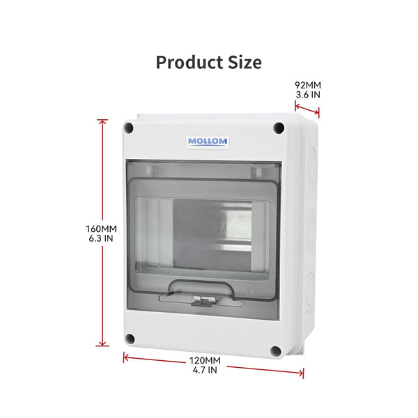 5 Way Circuit Breaker MCB Distribution Protection Box with DIN Rail, IP65 Waterproof,For Indoor and Outdoor