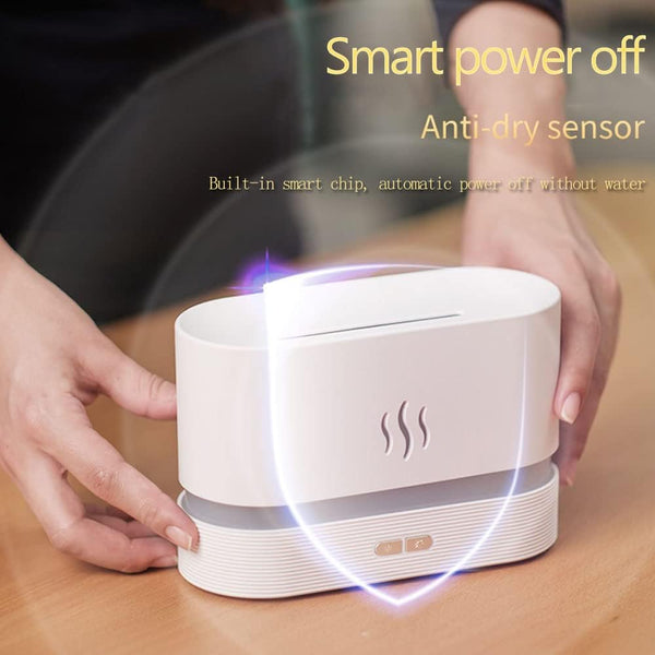 Upgraded 7 Color Flame Fireplace Air Aroma Essential Oil Diffuser,Usb Personal Desktop Noiseless Cool Mist Humidifier with Auto-Off Protection for