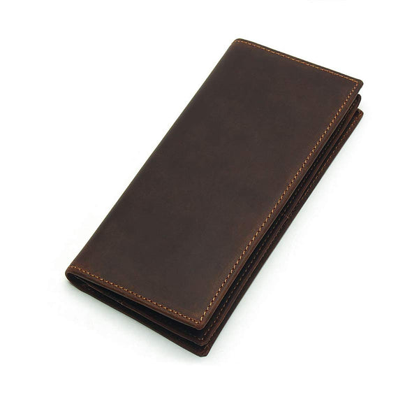 Genuine Leather Long Wallet for Men, Large Capacity Purse Clutch Bag Handbag Checkbook Cash Credit Cards Phone Holder