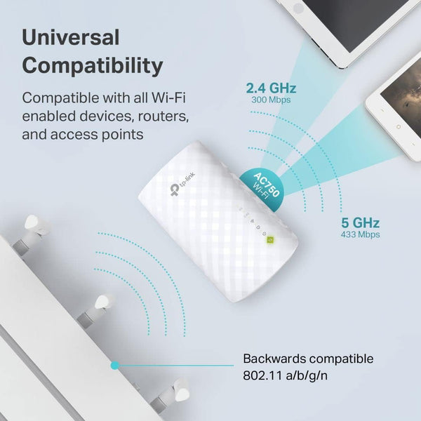 Tp-Link Wifi Extender with Ethernet Port, Dual Band 5Ghz/2.4Ghz , up to 44% More Bandwidth than Single Band, Covers up to 1200 Sq.Ft and 30