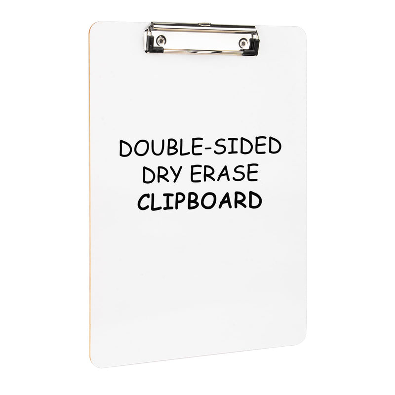 Dry Erase Wood Clipboard, Hardboard Clip Board 8.5X11 for Classroom, Students, Kid, Size 9" X 12.5", Double-Sided White Board, with Low Profile