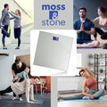 Moss & Stone Silver Digital Bathroom Scale for Body Weight, Smart Step-On Technology, Backlit LCD Display, High Accuracy Weight Scale 400lb/180kg,