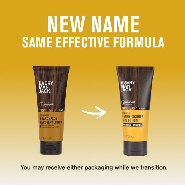 Every Man Jack Beard + Face Recovery Lotion-Moisturizes Relieves Dry Skin and Beard Itch - Light Sandalwood Scent-Made W/Naturally Derived