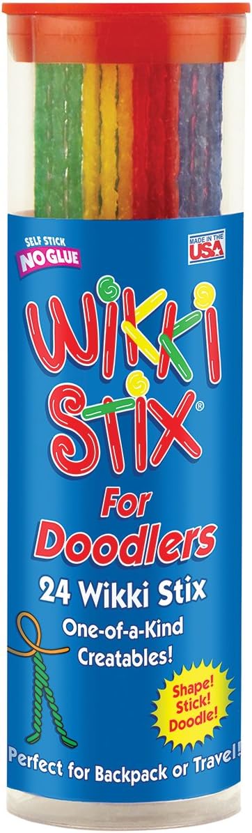 Wikki Stix for Doodlers - Kid'S Travel Essential: Portable Creativity On-The-Go! Pack of 24 Wikki Stix in Neon and Primary Colors. Made in USA ! 3