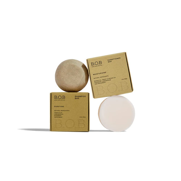 B.O.B BARS over BOTTLES Oil Control Bundle, Purifying Shampoo Bar & Moisturizing Conditioner, Hair Care, Ideal Ph Balance, Natural, Vegan,