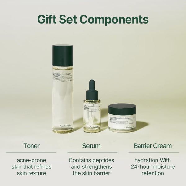 Pyunkang Yul Calming Line Gift Box Set - Korean Facial Skin Care Essential for Daily Moisturizing, Safe on Acne Prone & Sensitive Skin, Vegan &
