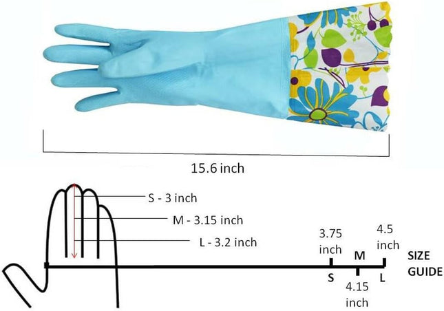 2 PAIRS Household Gloves Latex Free Cleaning Gloves with Soft Lining Long Cuff Waterproof