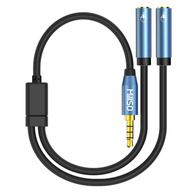 Millso Headset Splitter for 2 TRRS Headphones or Mics - 3.5Mm Jack Adapter TRRS 4-Pole Splitter Male to 2 Dual Female Ad