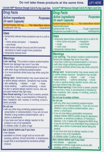 Coricidin HBP, Decongestant-Free Cold Symptom Relief for People with High Blood Pressure, Maximum Strength Cold & Flu Day + Night Liquid Gels, 24