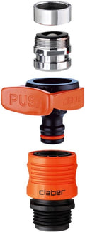 Claber 8587 Quick-Fit Tap Connector Set Indoor Faucet Adapter, 1.6 X 2.1 X 1.9, Black/Orange