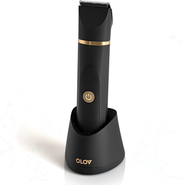 OLOV Electric Body Hair Trimmer - Groin Trimmer for Men - Bikini Trimmer Women - Wet/Dry Shaver Groomer, Replaceable Ceramic Blade Heads, USB
