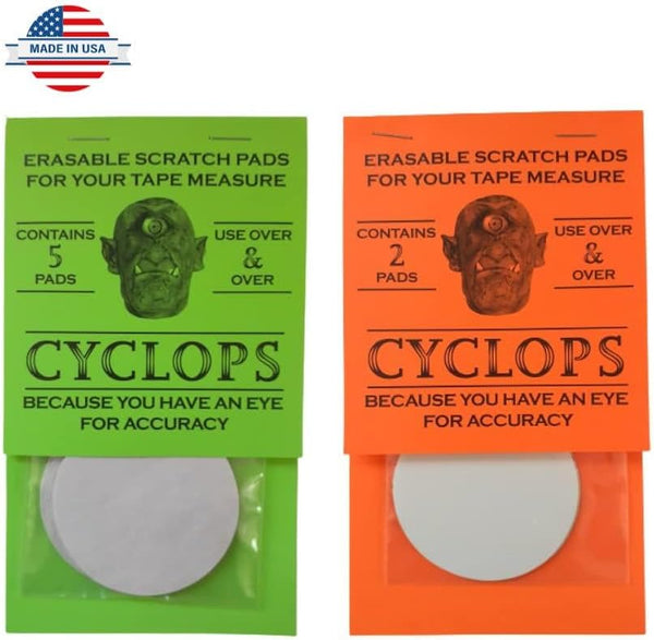 CYCLOPS Erasable Scratch Pads for Tape Measure, Construction, Woodworking Tool - 5 Pads - Write Measurements & Notes - Great Stocking Stuffer,
