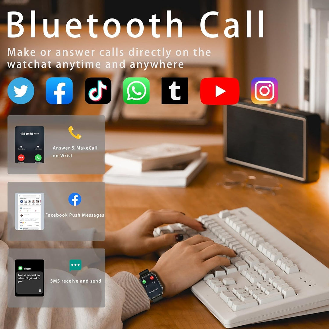 Smart Watch for Men Women with 2.1" HD Screen Military Watches, Call & Text for Android Ios, Heart Rate & Activity Tracker, IP68 Waterproof, 100 Sport Modes