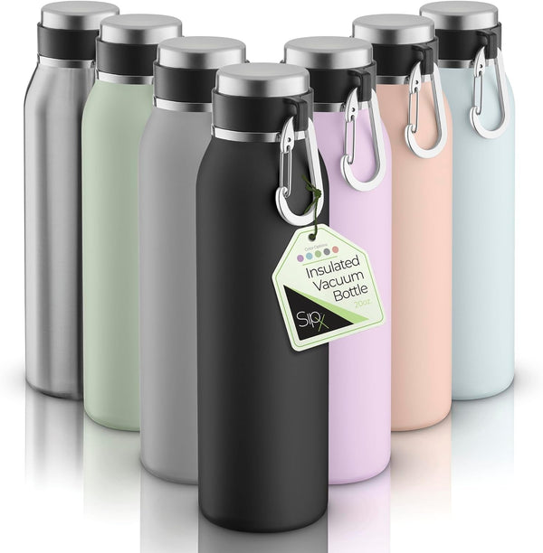 Sipx™ Triple-Insulated Stainless Steel Water Bottle - 20Oz. with Cover Lid, Bpa-Free Reusable Insulated Water Bottle Keeps Cold for 24 Hours, (Black)