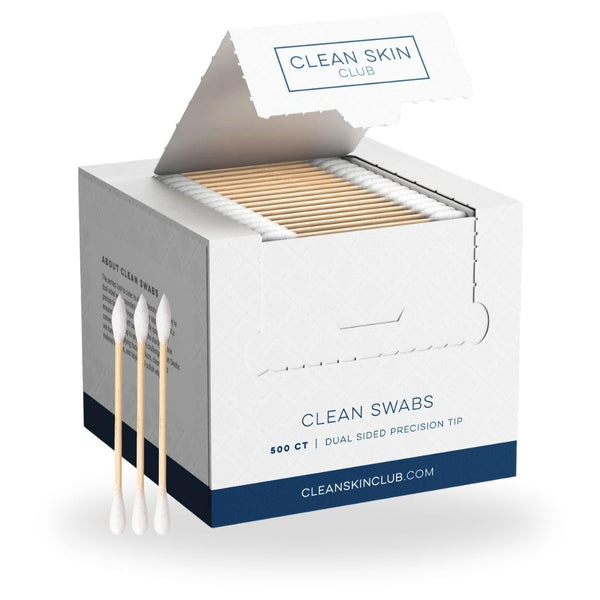 Clean Skin Club Clean Swabs | 500CT | One Pointed Tip | Biodegradable + Organic Cotton & Bamboo | Makeup & Nail Polish Touch-Ups | Chlorine-Free &