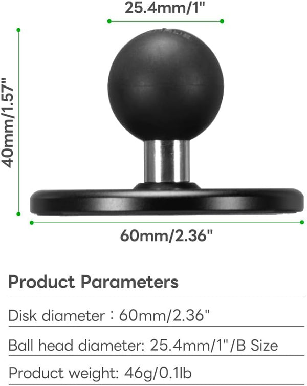 FANAUE Cell Phone Holder Base with 1" Ball Head Magnetic Car Phone Mount Stand Compatible with RAM Mount B Size 1 Inch, Can Be Mounted on Car