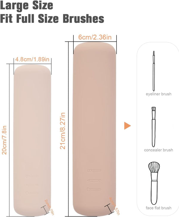 FERYES Large Travel Makeup Brush Holder, Magnetic Anti-Fall Out Silicon Portable Cosmetic Face Brushes Holder, Soft and Sleek Makeup Tools