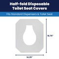 Hospeco Flushable Toilet Seat Covers - 1000 Pcs, 4 Packs of 250 - Disposable Paper Discreet Seats for Commercial Wall Dispenser, 16.75 x 14.25